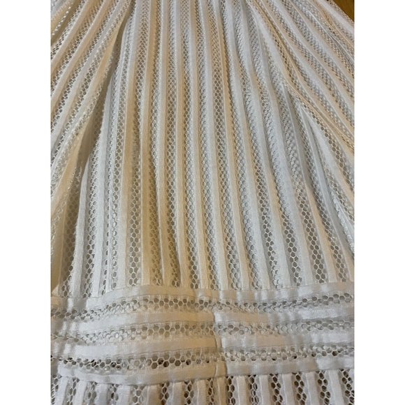 H&M White Mesh Overlay  Skirt Lined Midi Size 6  Rear Zipper - Picture 2 of 8